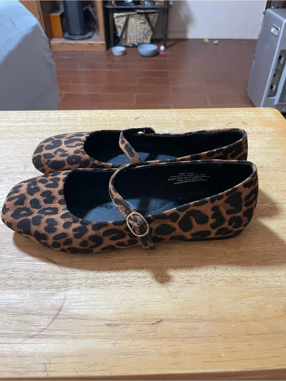 Youth Art Class Bronwyn Mary Jane ballet flat shoe black brown animal print 3